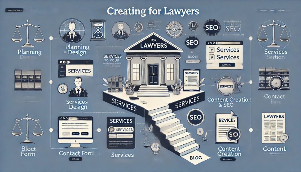 Guide visuel étape par étape pour créer un site internet professionnel pour avocat avec une page daccueil moderne une section services un formulaire de contact et une intégration SEO