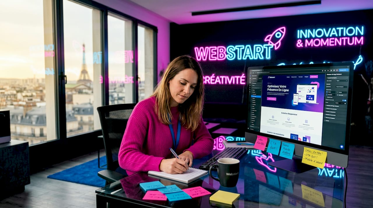 Le responsable marketing commence à créer une ébauche de page d’atterrissage dans l’espace de travail.