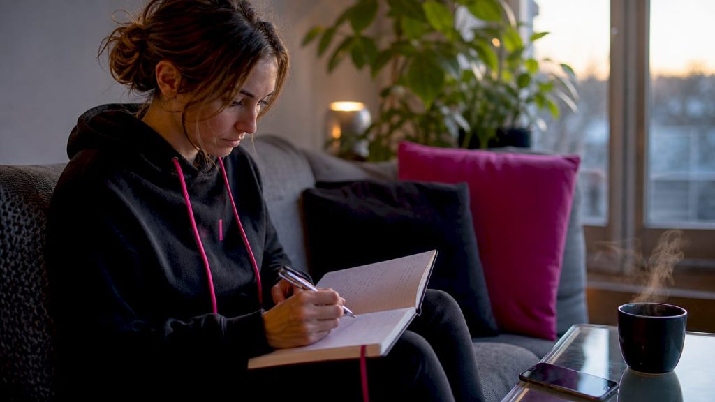 Une femme évalue un site internet depuis son bureau