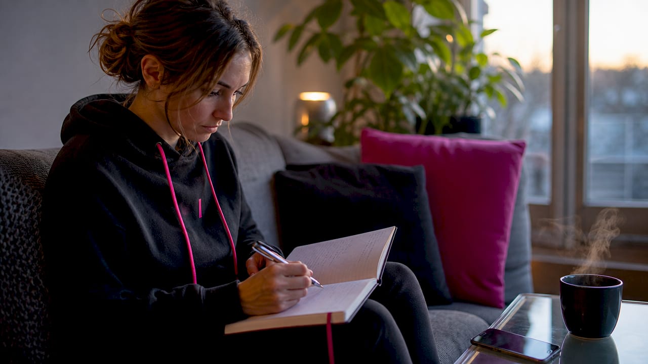Une femme évalue un site internet depuis son bureau