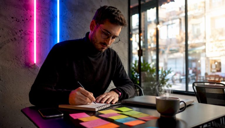 Le Product Owner plongé dans la gestion du backlog, concentré devant son écran au bureau.